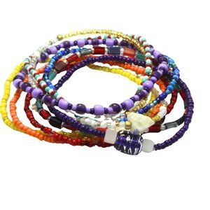 10 pcs. - Seed Bead, Crystal & Gemstone Stacking Stretchy Bracelets / 6.5 in.